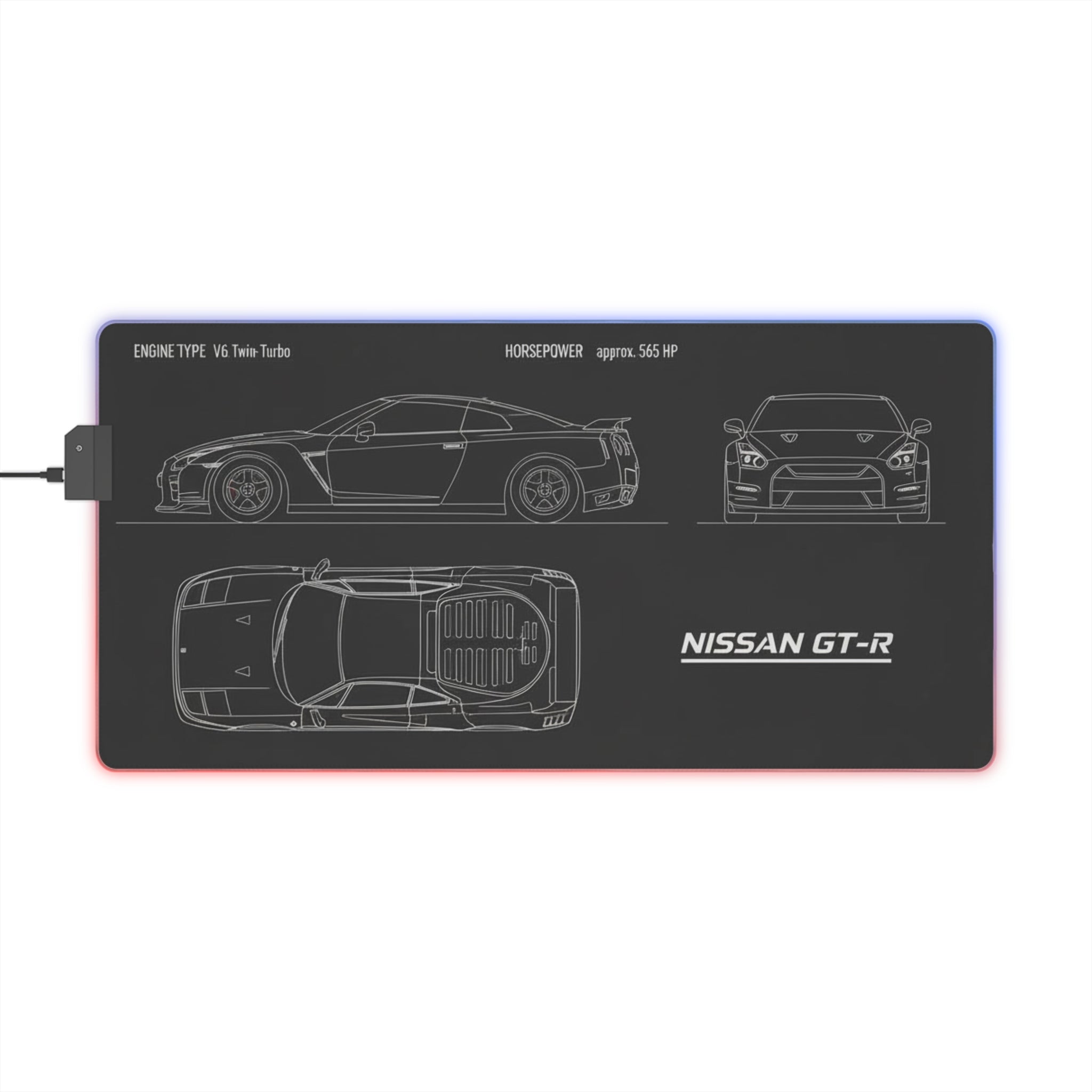 Nissan GTR Blueprint LED mousepad