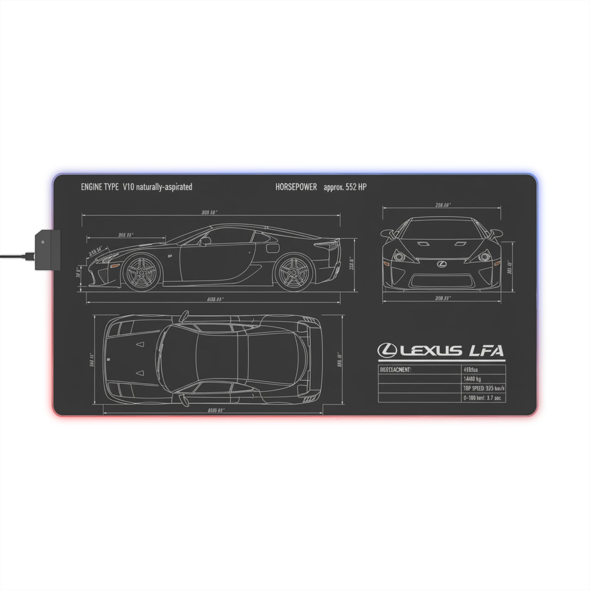 Lexus LFA Blueprint LED Gaming Mouse Pad