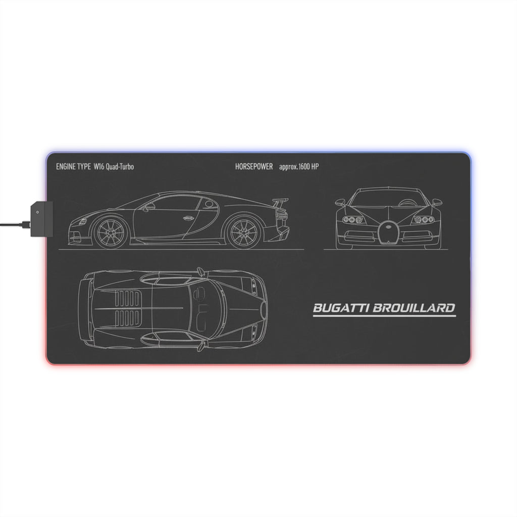 bugatti brouillard blueprint LED mousepad