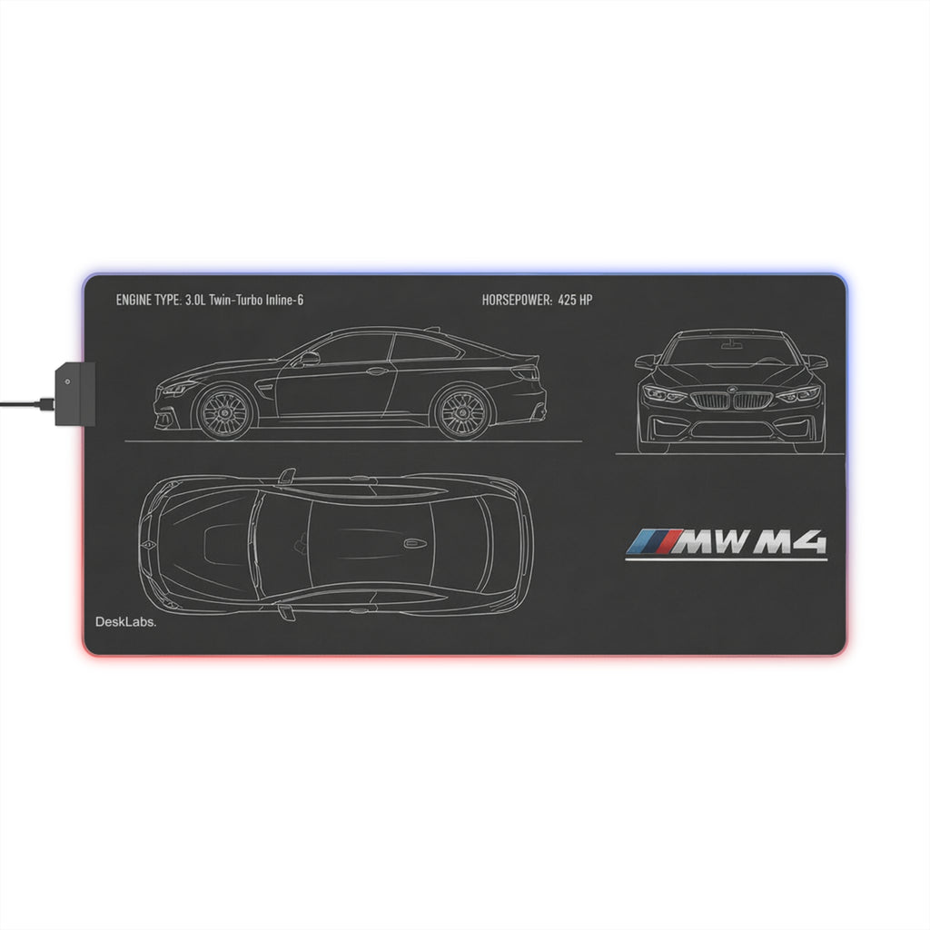 BMW M4 Blueprint LED Gaming Mouse Pad