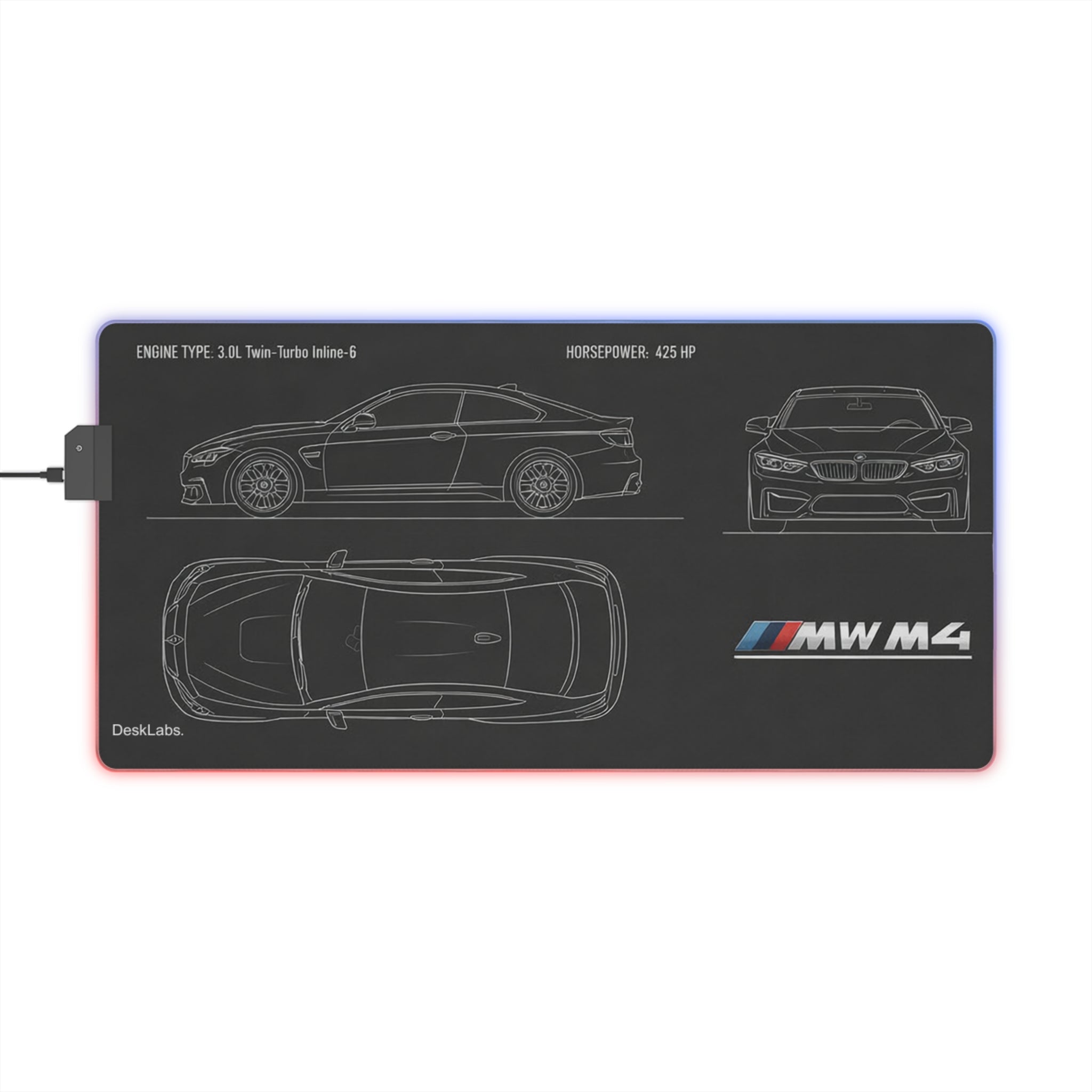 BMW M4 Blueprint LED Gaming Mouse Pad